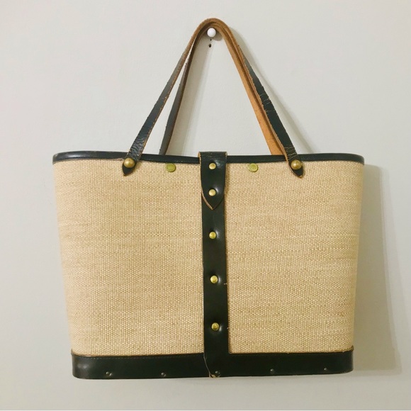 SOLD - Vintage 1960s Signed Enid Collins Canvas Bucket Bag | Jewel Garden - Picture 2 of 9